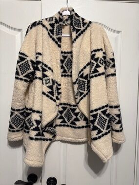 Lucky Brand Cream and Black Aztec Sherpa Jacket